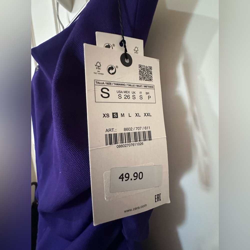 Zara Bold Purple Strapless Draped Top - Picture 7 of 16